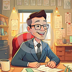 AI Generated Business Professionals Working in a Modern Office Setting