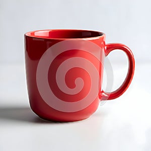 AI-Generated Image: Red Mug with Handle on a White Surface