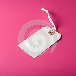 AI-Generated White Tag with String on a Pink Surface