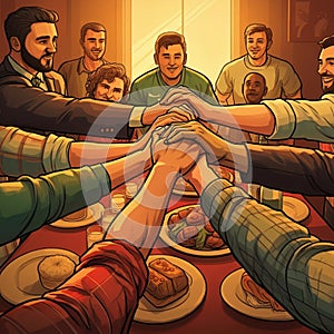 AI-Generated Image: Two Businessmen Shaking Hands in Suits photo