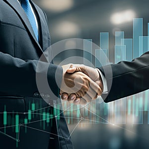 AI-Generated Image: Two Businessmen Shaking Hands in Suits photo