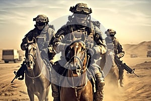 AI generated image of special forces on horses