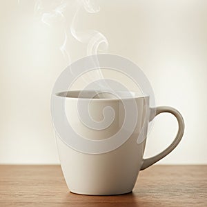 AI-Generated Image: Steaming Cup of Coffee in a Cozy Setting