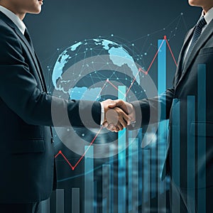 AI-Generated Image: Two Businessmen Shaking Hands in Suits photo