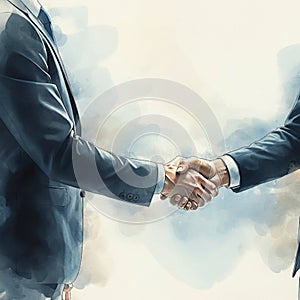 AI-Generated Image: Two Businessmen Shaking Hands in Suits photo