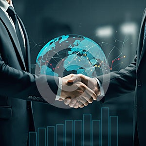 AI-Generated Image: Two Businessmen Shaking Hands in Suits photo