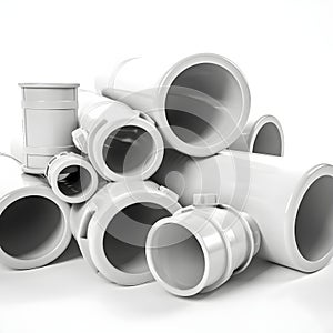 A white plastic pipework on a white background