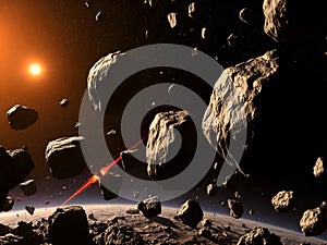 Asteroid Field Collision: A Dramatic Space Scene