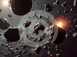 Asteroid Field Collision: A Dramatic Space Rock Impact