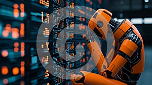 AI generated images of AI Robot Interacting with Binary Code, Big Data
