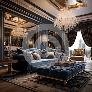 AI generated images, living room interior design luxury model style