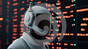 AI generated images of AI Robot Interacting with Binary Code, Big Data