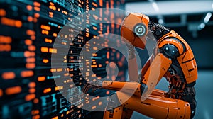 AI generated images of AI Robot Interacting with Binary Code, Big Data