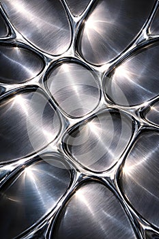 Industrial Steel Voronoi Pattern With Brushed Metal And Precision Geometry