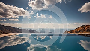 Infinity Pool Perched on a Cliff Over Clouds.