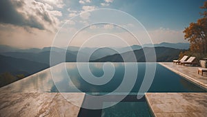 Infinity Pool Perched on a Cliff Over Clouds.