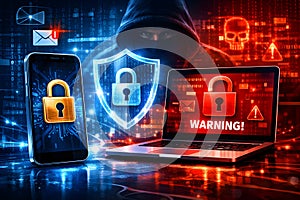 Hacker Targeting Mobile And Laptop Devices With Cyber Security Warning Screens