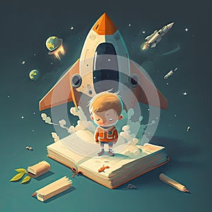 ai generated kid like to read book imagine exploring