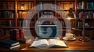 AI-Generated Library Study Scene