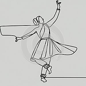 AI generated line drawing of a classical Kathak dancer in an unique pose photo