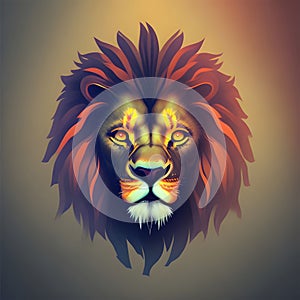 AI generated lion head on dark background