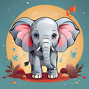 Ai generated.llustrations of cute baby elephant cartoons, stickers, t-shirts, posters