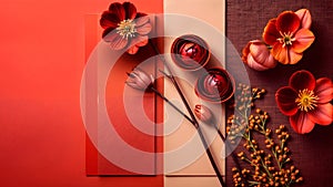 AI-generated luxurious moodboard with rich red and caramel colors for branding photo