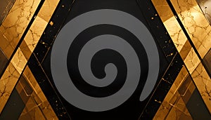 Luxurious Black And Gold Geometric Background With Elegant Marble Accents For Premium Designs