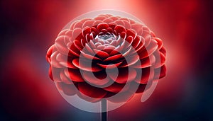 Vibrant Red Flower In Dramatic Light With Perfect Symmetry