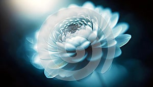 Luminous White Flower In Soft Blue Light With Dreamlike Atmosphere