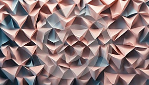 Macro image of paper folded in geometric shapes, three-dimensional effect, abstract background