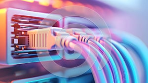 AI-generated Network Switch with Ethernet Cables