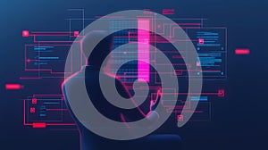 AI-generated Man Analyzing Futuristic Data Network