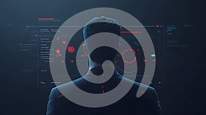 AI-generated Man Analyzing Futuristic Digital Data Screen