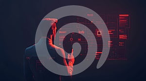 AI-generated Man Interacting With Futuristic Digital Interface