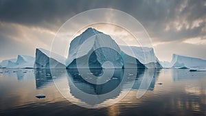 Massive Iceberg Floating in Calm Arctic Waters.