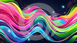 An AI-Generated Masterpiece of Intertwining Fluorescent Waves on a Deep Cosmic Canvas