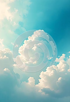 Minimal Sky Background With Fluffy White Clouds And Open Blue Space