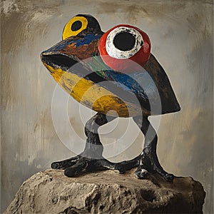 AI-Generated Miro-Style Frog Sculpture photo