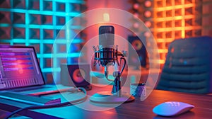 AI-generated modern podcast studio setup