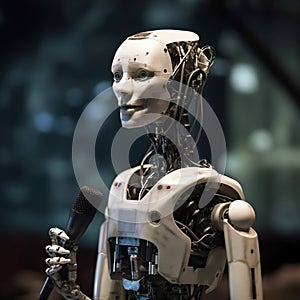 AI generated modern robotic figure in futuristic environment