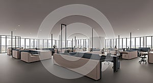 Ai generated a modern and spacious office with a variety of workstations