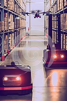 AI generated Modern Warehouse Interior with Autonomous Transport Systems