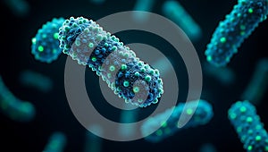 Ai Generated - Neon Swirls of Bacteria Under Microscope