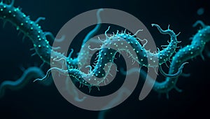 Ai Generated - Neon Swirls of Bacteria Under Microscope