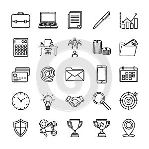 AI-Generated Office and Business Icons Vector Set â Modern Flat Style