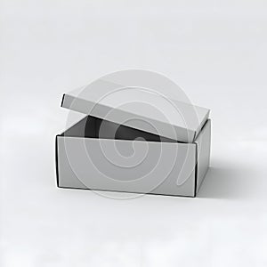 AI-Generated Open Light Gray Box on White Surface photo