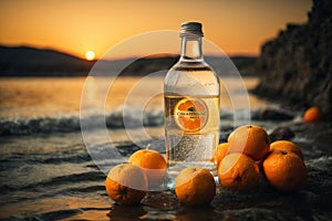 AI generated, Oranges in Tranquil Waters: A Cinematic Environmental Poster