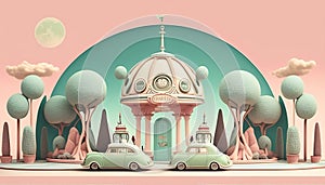 Pastel Dreamscape: A Wes Anderson-Inspired Earthscape, Made with Generative AI