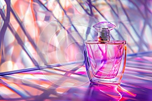 Experience the fresh, chic scent of bespoke designer perfume displayed on a floral cologne shelf photo